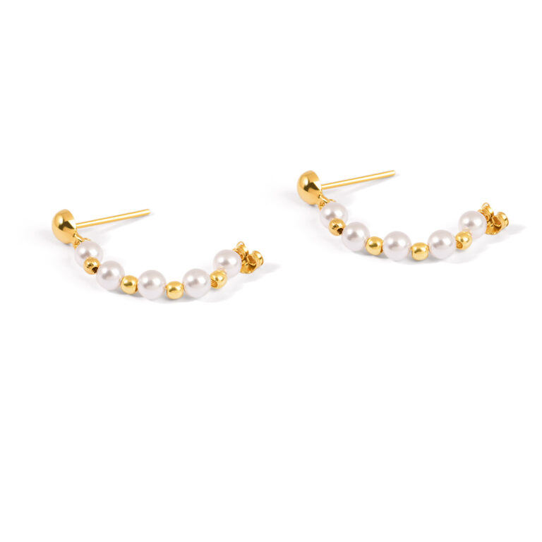 گوشواره طلا مروارید و گوی گالری طلا پرسته