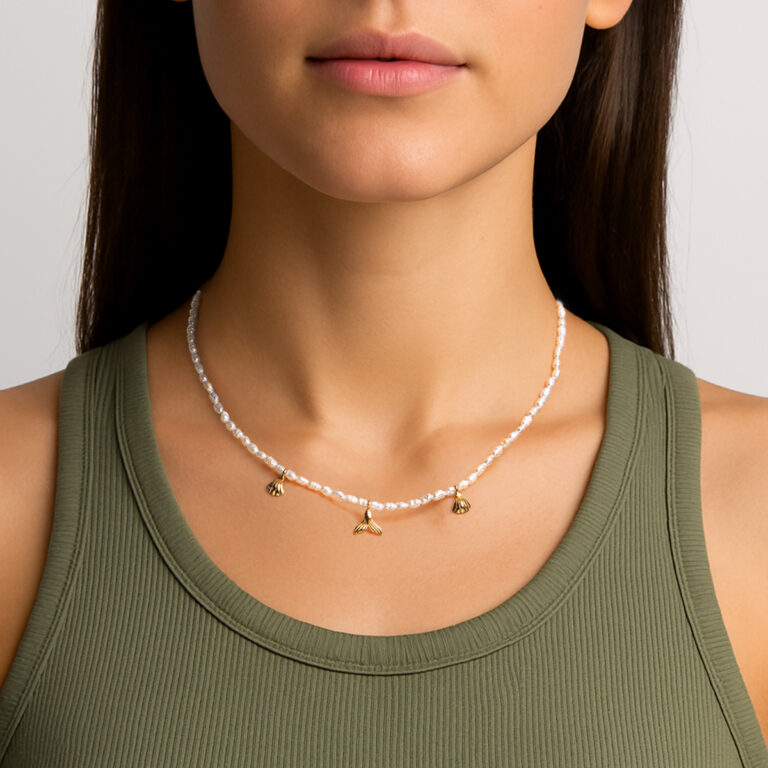 گردنبند طلا مروارید ساحل گالری طلا پرسته