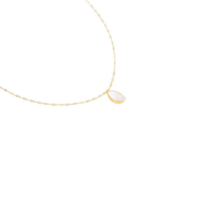 گردنبند طلا بیضی سفید گالری طلا پرسته