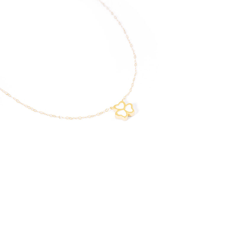 گردنبند طلا شبدر سفید گالری طلا پرسته