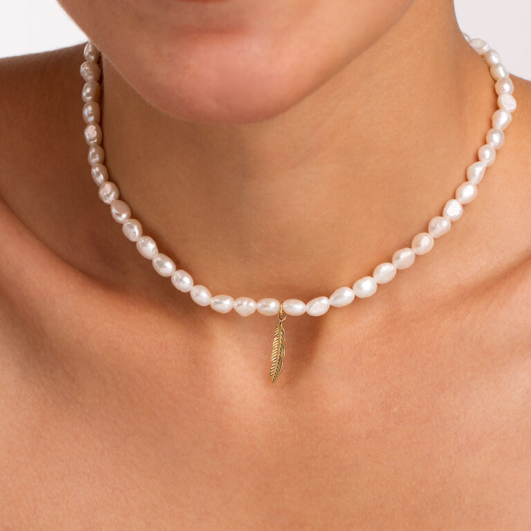 گردنبند طلا مروارید پر گالری پرسته