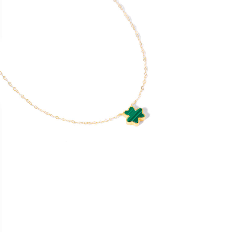 گردنبند طلا شبدر سبز گالری طلا پرسته