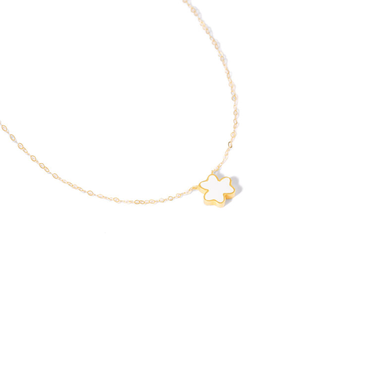 گردنبند طلا شبدر سفید گالری طلا پرسته