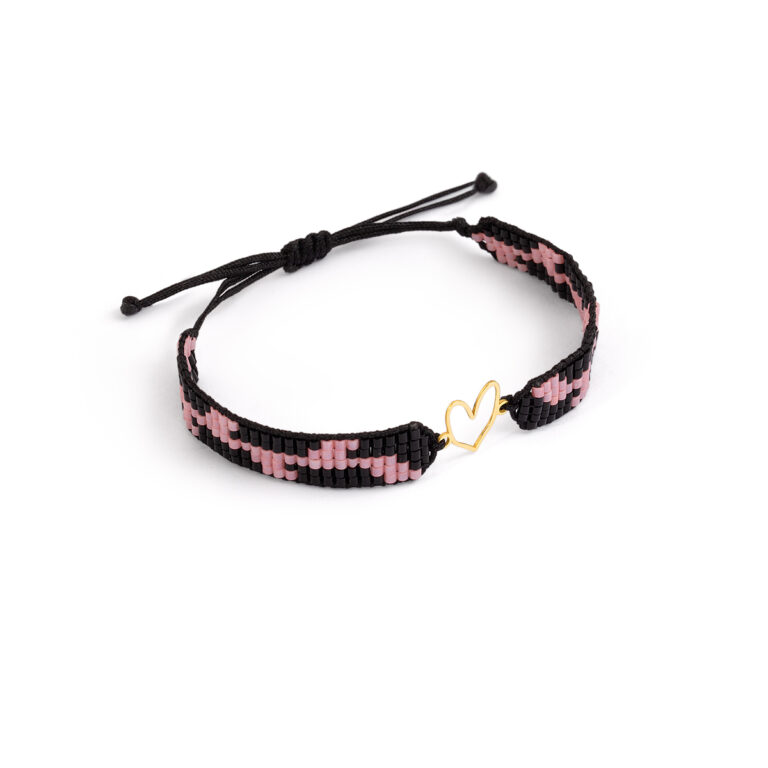 دستبند طلا بافت منجوقی قلب گالری طلا پرسته