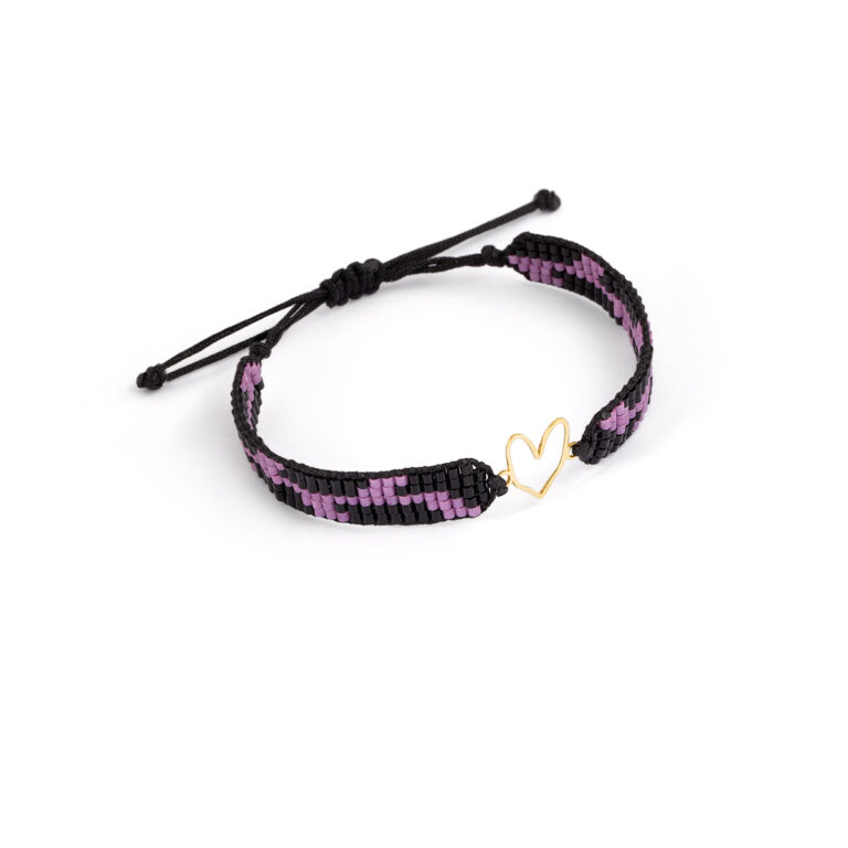 دستبند طلا بافت منجوقی قلب گالری طلا پرسته