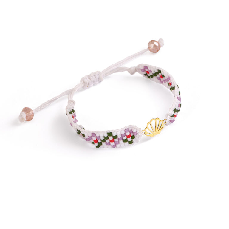 دستبند طلا بافت منجوقی صدف گالری طلا پرسته