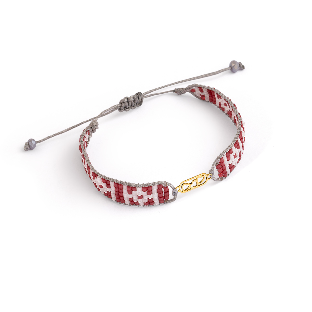 دستبند طلا بافت منجوقی سه قلب گالری طلا پرسته