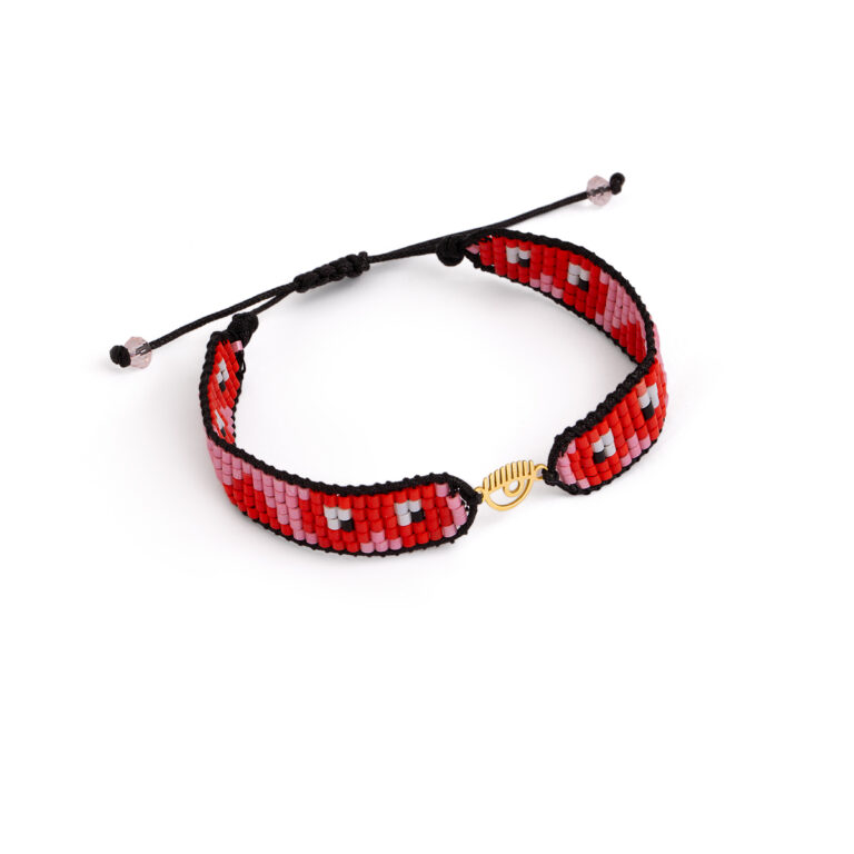 دستبند طلا بافت منجوقی چشم مژه دار گالری طلا پرسته