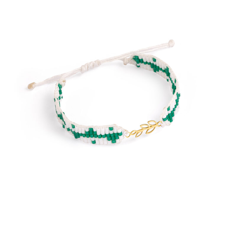 دستبند طلا بافت منجوقی برگ آبشاری گالری طلا پرسته