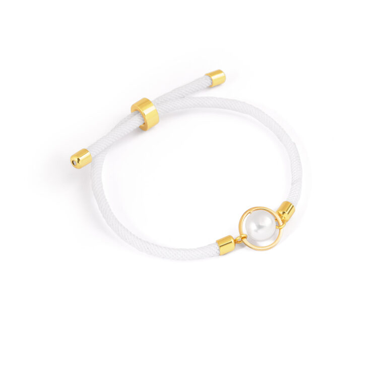 دستبند طلا بافت دایره و مروارید گالری طلا پرسته