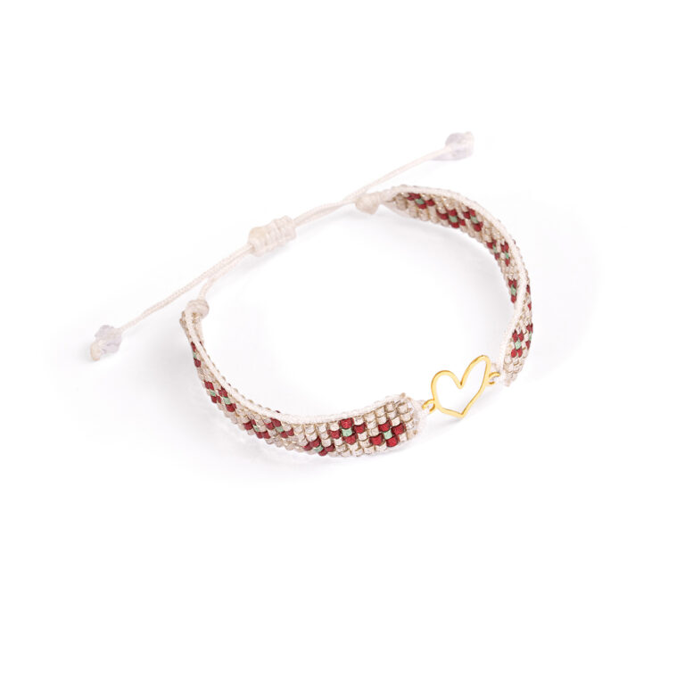 دستبند طلا بافت منجوقی قلب گالری طلا پرسته