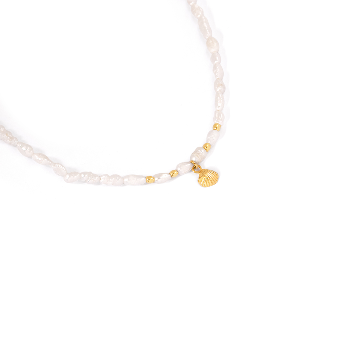 گردنبند طلا مروارید صدف و چهار گوی گالری طلا پرسته