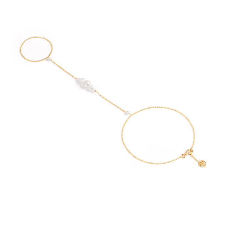 دستبند طلا زنجیری تمیمه مروارید گالری طلا پرسته