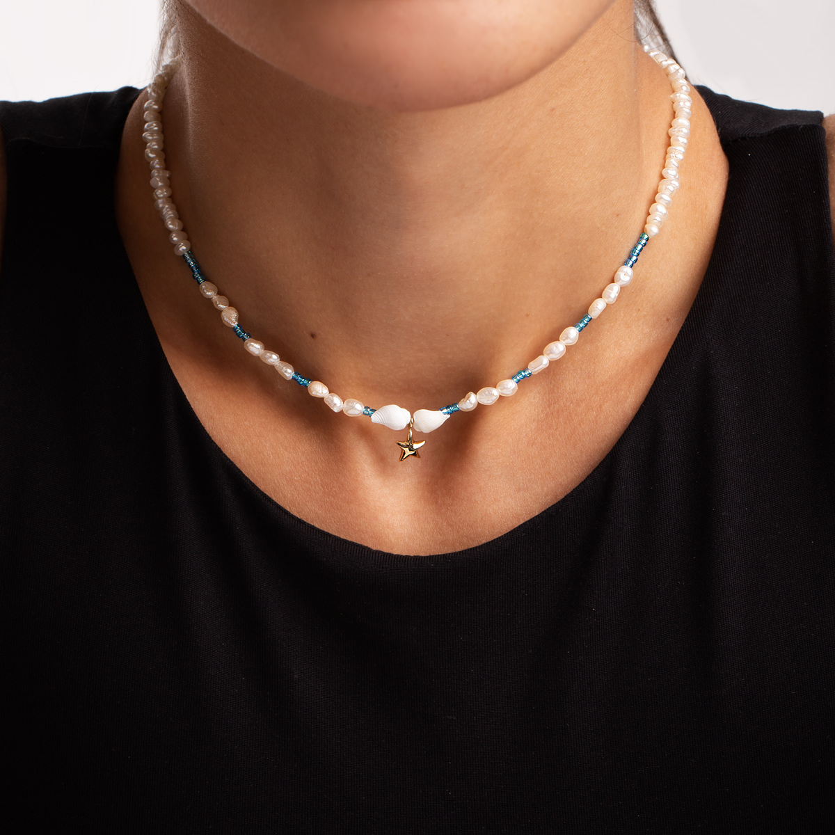 گردنبند طلا مروارید ستاره گالری پرسته