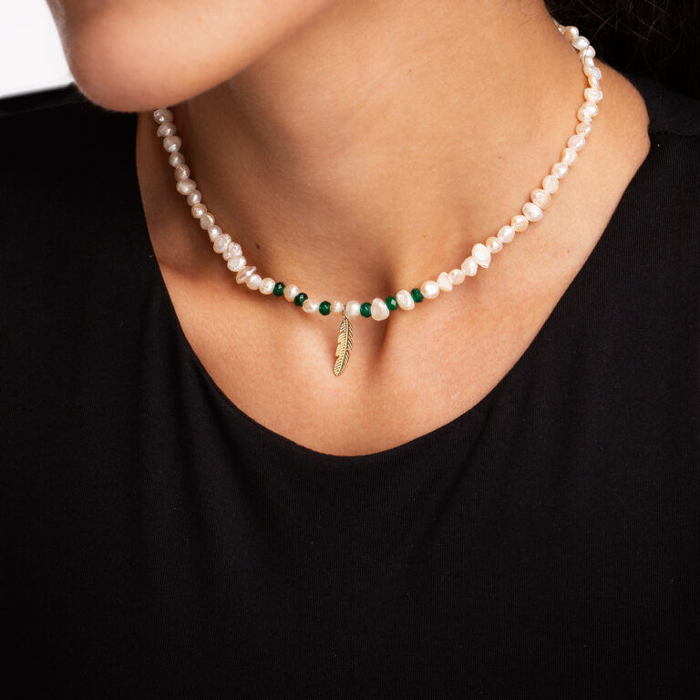 گردنبند طلا مروارید پر گالری طلا پرسته