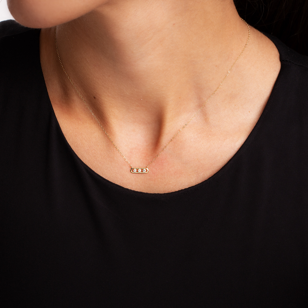 گردنبند طلا بیضی سه لونا گالری طلا پرسته