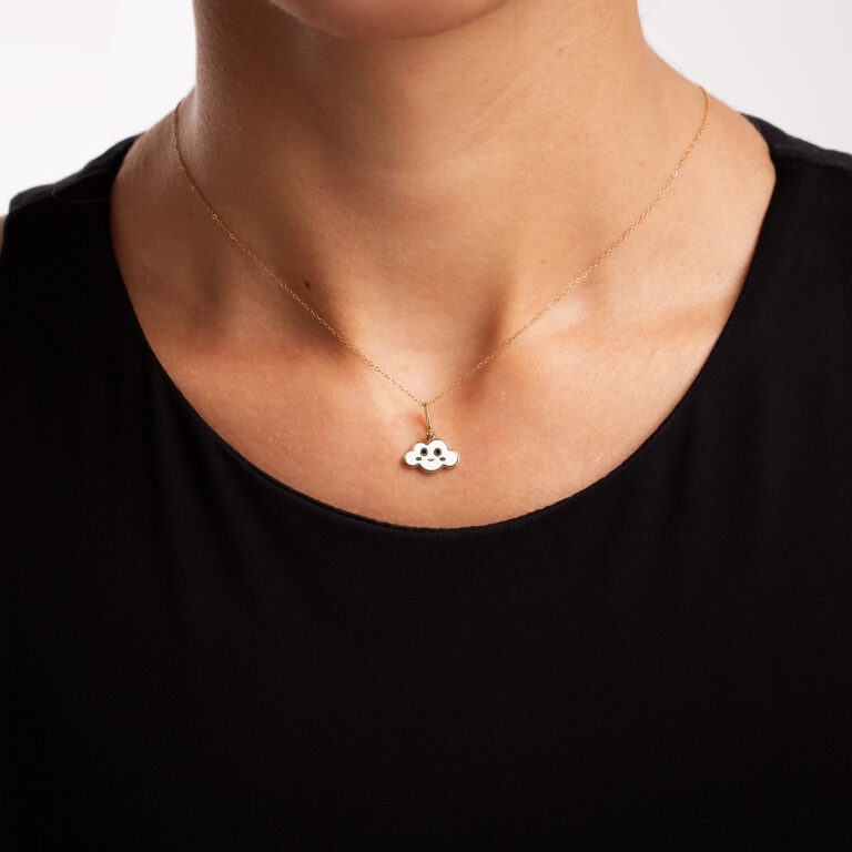 آویز طلا بچه گانه میناکاری ابر پفکی گالری طلا پرسته