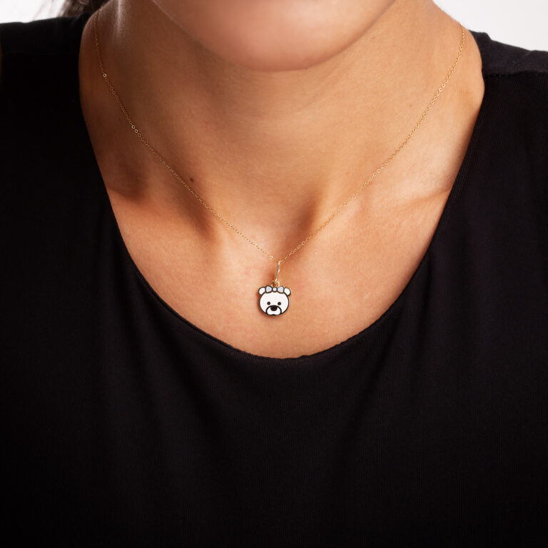 آویز طلا بچه گانه میناکاری Teddy Bowگالری طلا پرسته