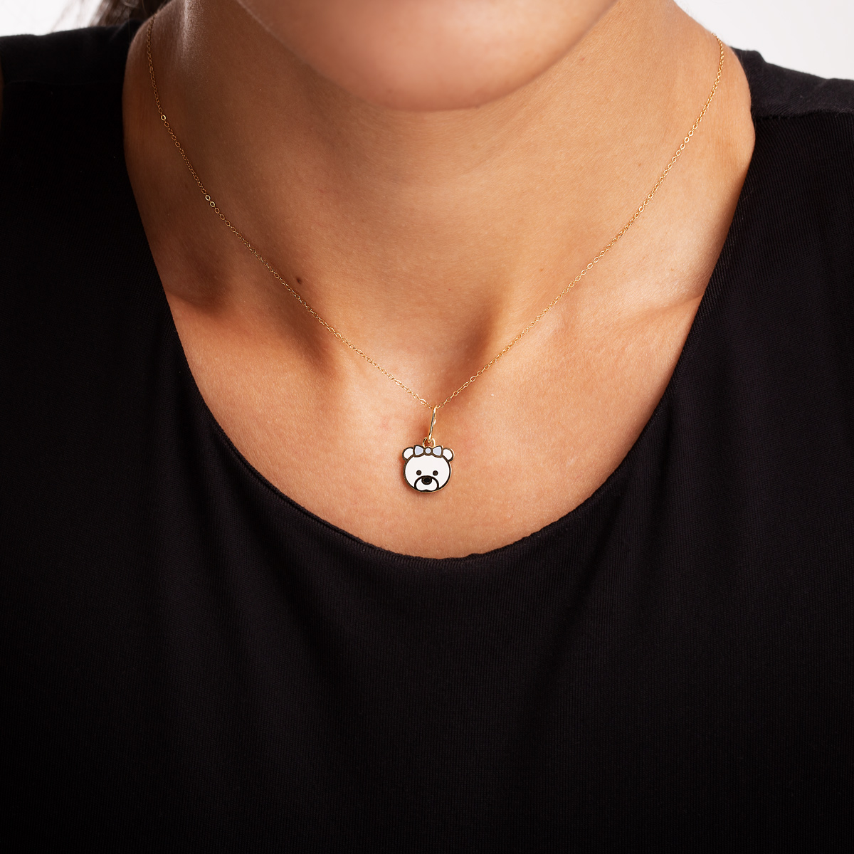 آویز طلا بچه گانه میناکاری Teddy Bowگالری طلا پرسته