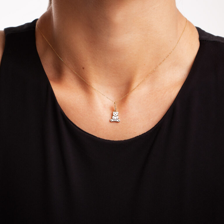 آویز طلا بچه گانه میناکاری تدی گالری طلا پرسته