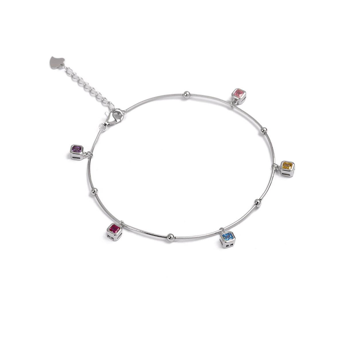 دستبند نقره نگین دار رنگین کمان گالری طلا پرسته