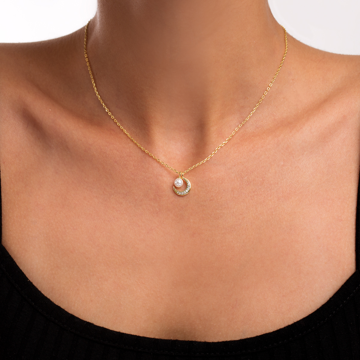 گردنبند نقره ماه و مروارید گالری طلا پرسته