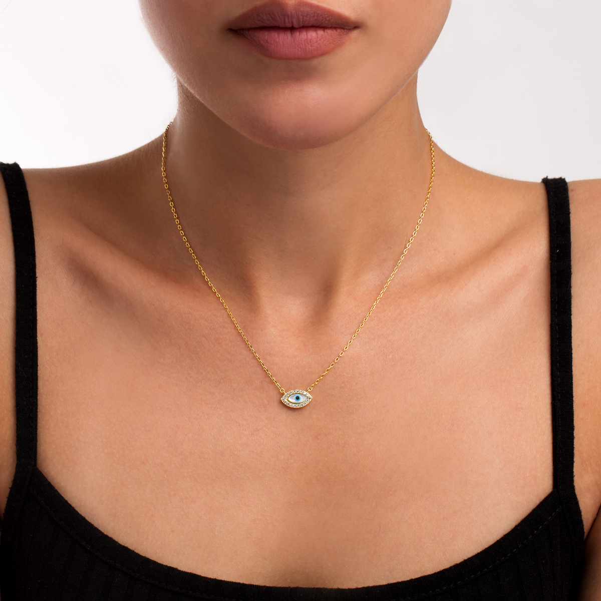 گردنبند نقره چشم نظر نگین دار گالری طلا پرسته