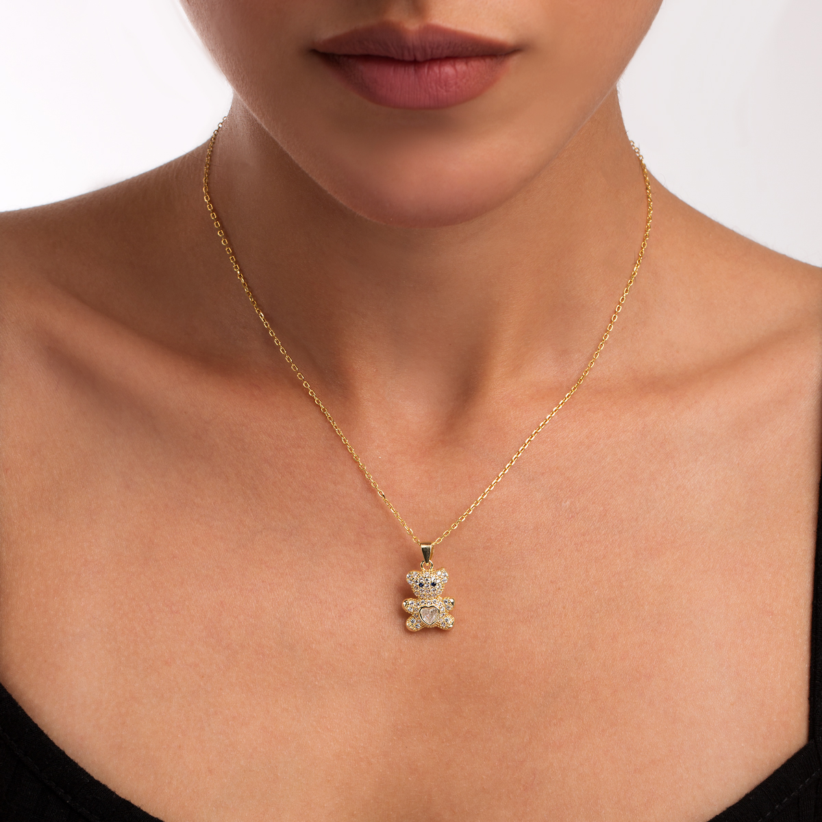 گردنبند نقره تدی نگین دار گالری طلا پرسته