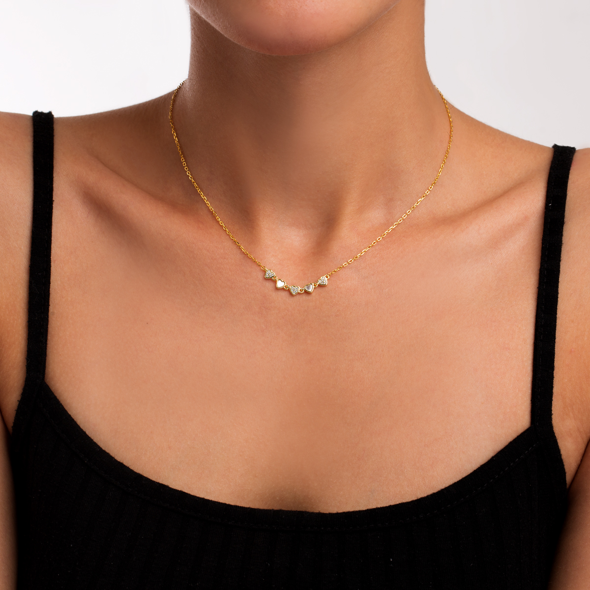 گردنبند نقره نگین دار زنجیره عشق گالری طلا پرسته