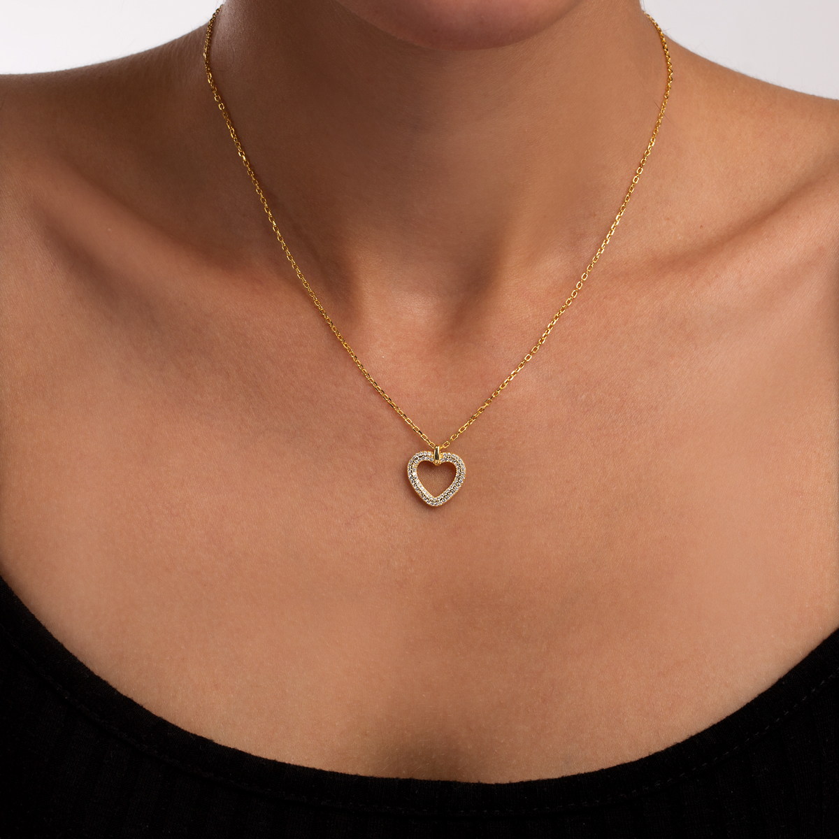 گردنبند نقره قلب نگین دار گالری طلا پرسته