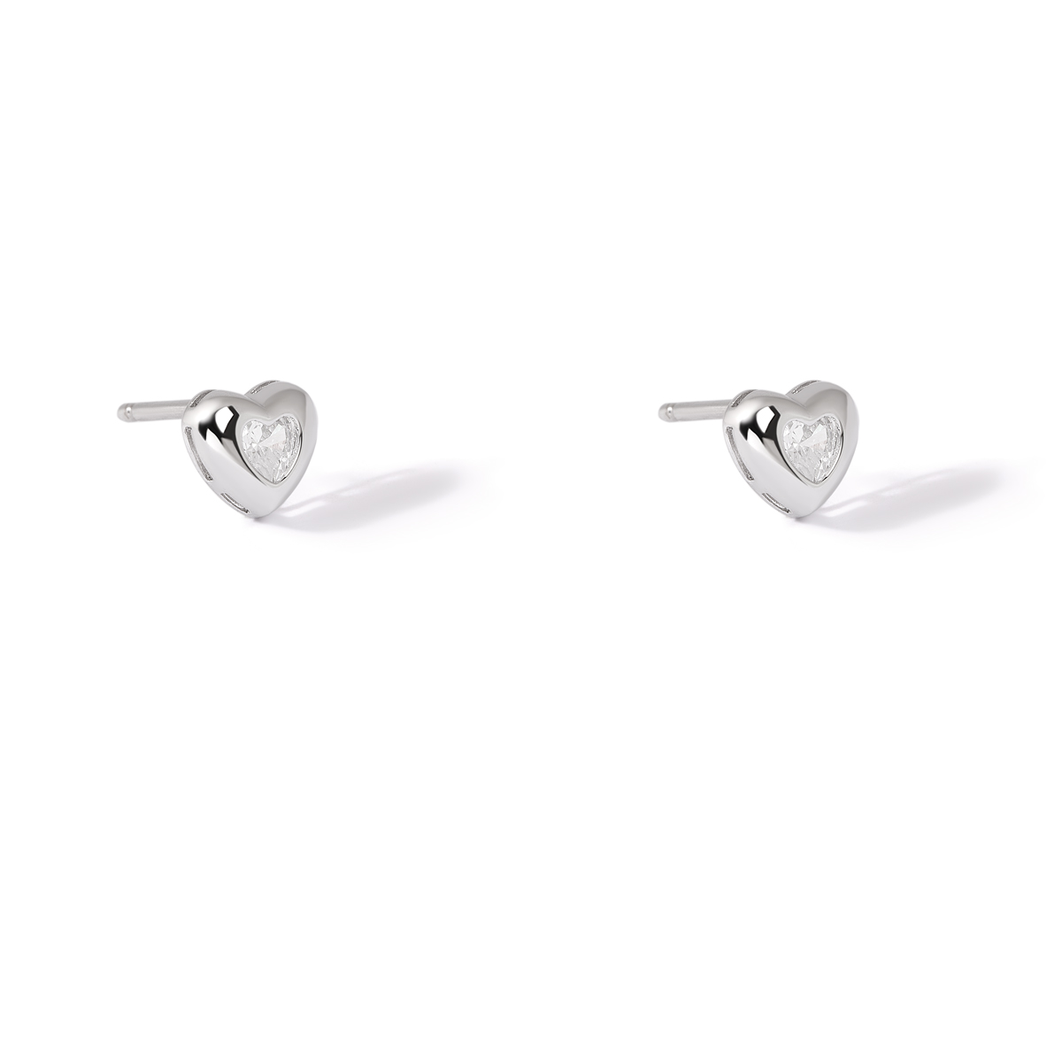 گوشواره نقره قلب تک نگین گالری طلا پرسته