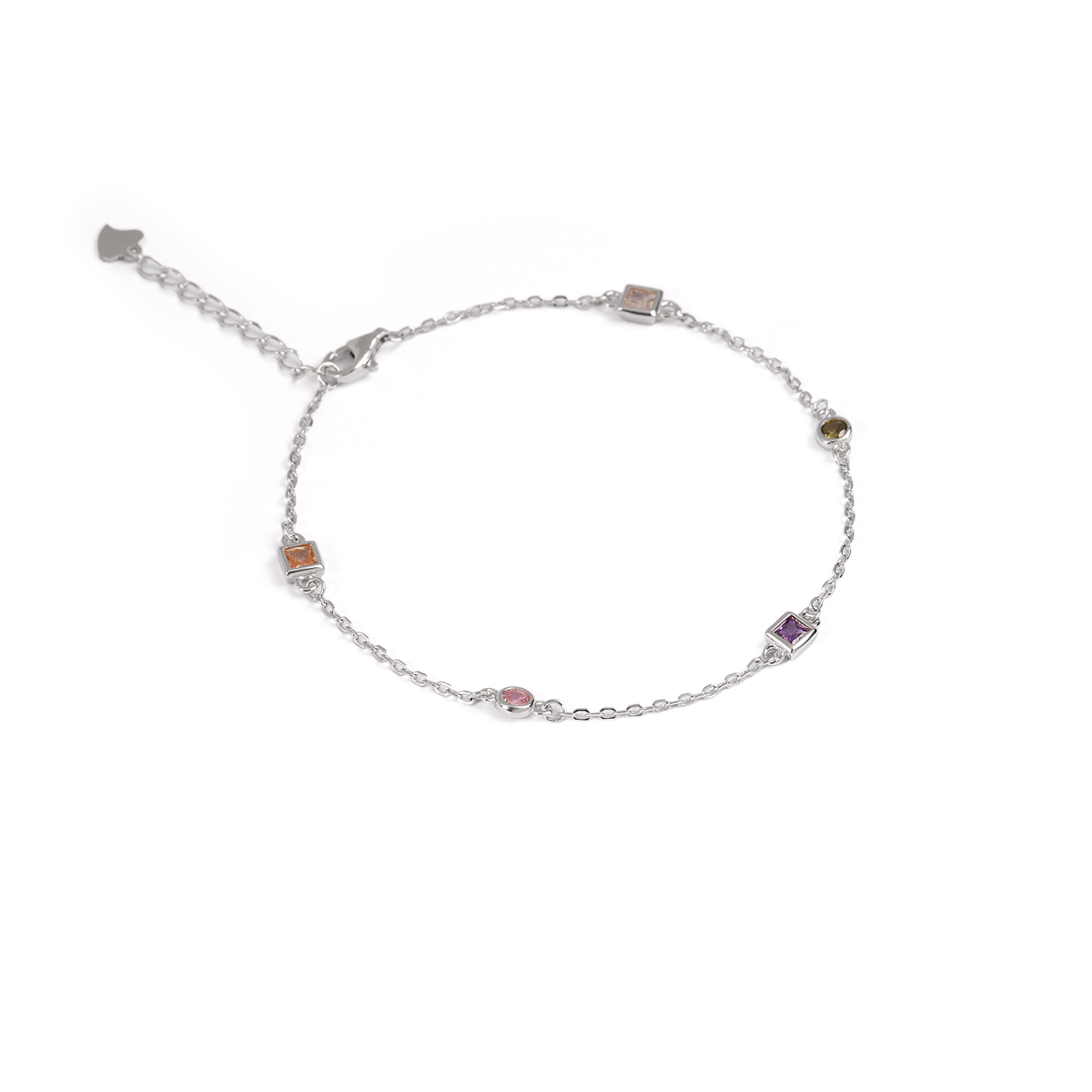 دستبند نقره نگین دار مولتی کالر گالری طلا پرسته