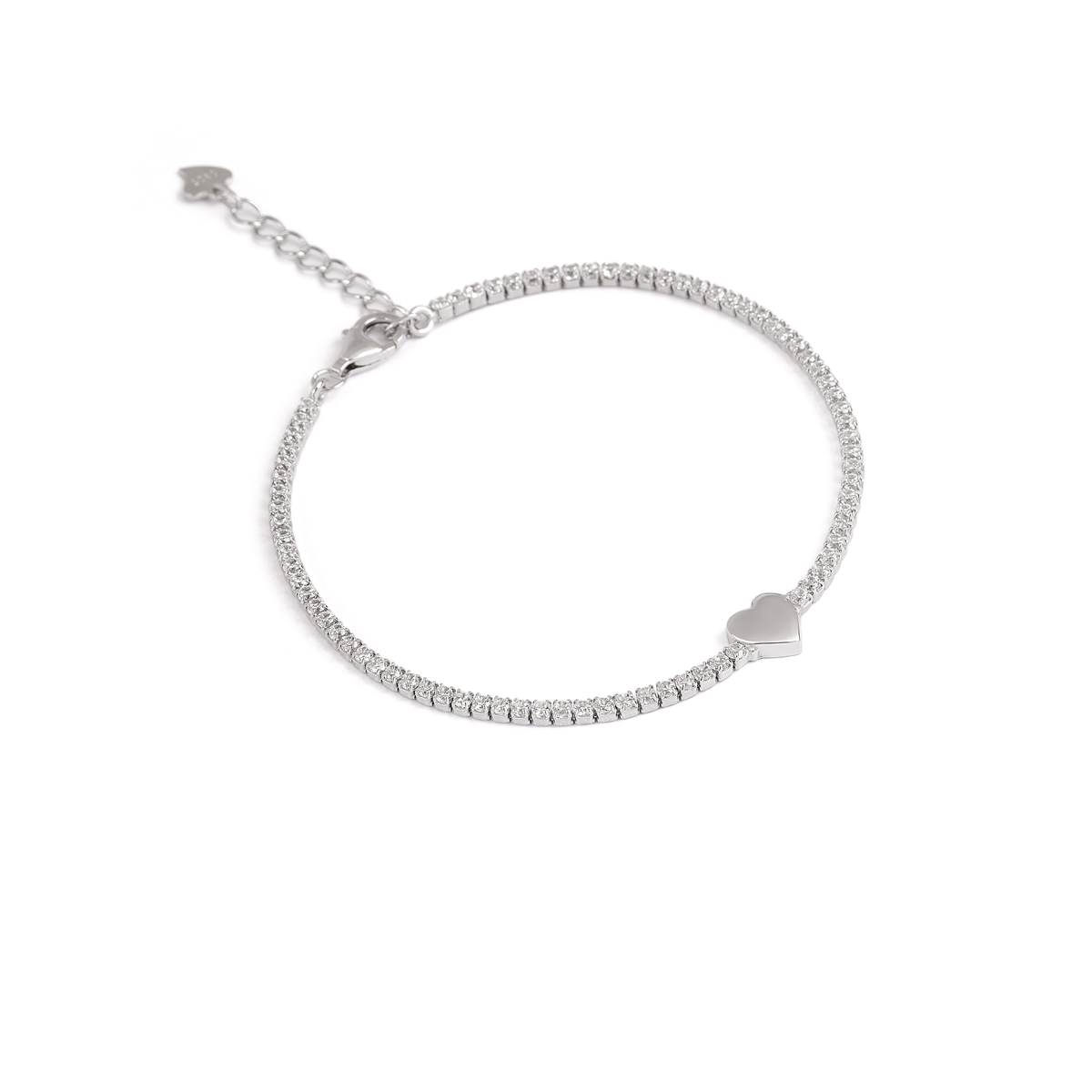 دستبند نقره تنیسی تک قلب گالری طلا پرسته