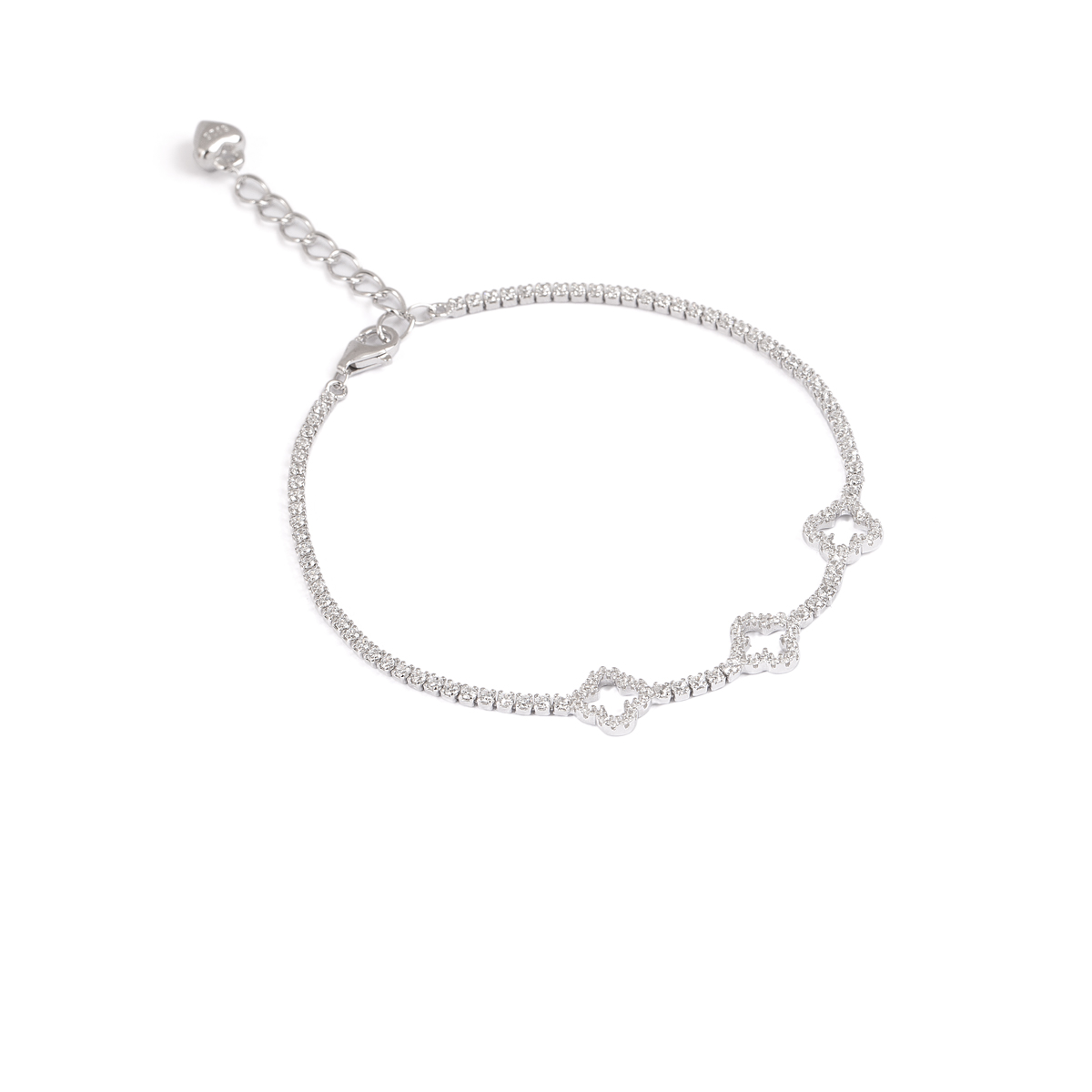 دستبند نقره نگین دار سه ونکلیف گالری طلا پرسته