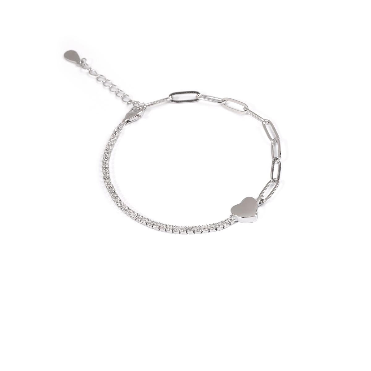 دستبند نقره کادنا تنیسی قلب گالری طلا پرسته