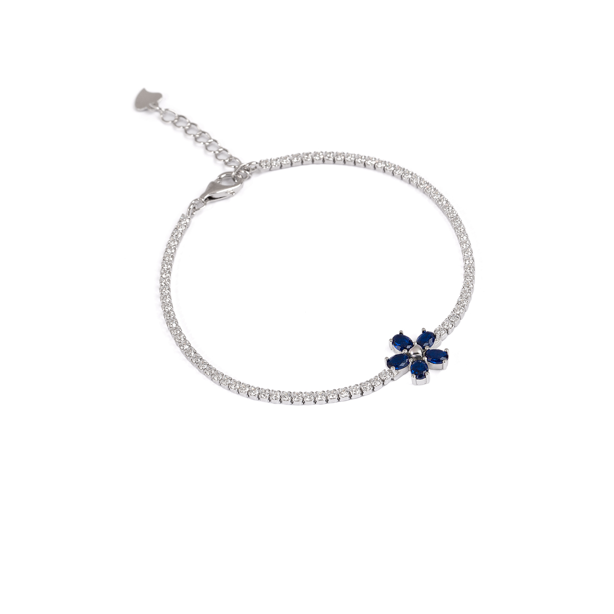 دستبند نقره تنیسی تک گل گالری طلا پرسته