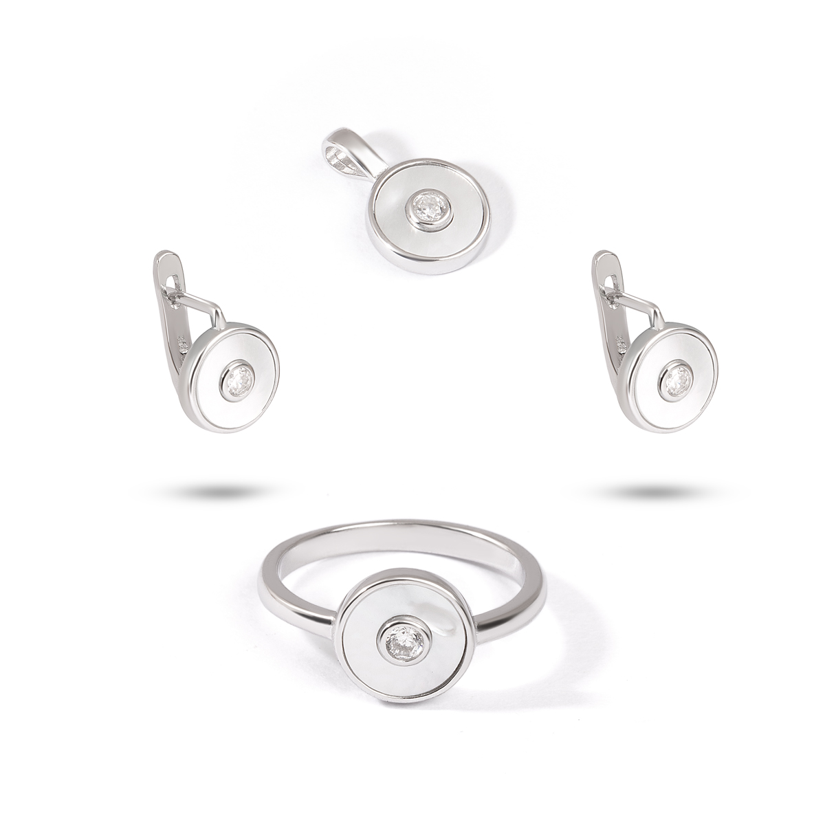 نیم ست نقره دایره تک نگین گالری طلا پرسته