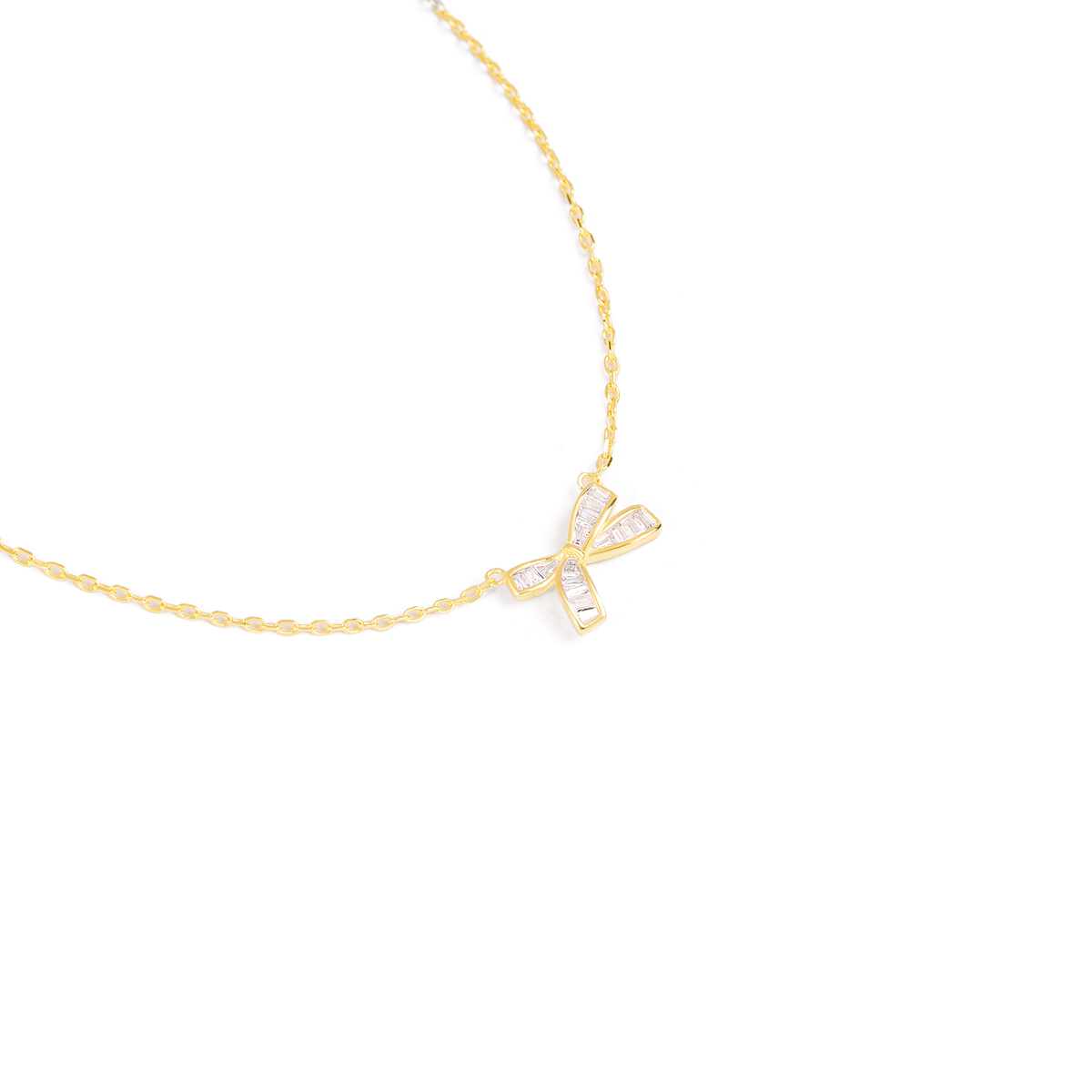 گردنبند نقره نگین دار پاپیون سفید گالری طلا پرسته