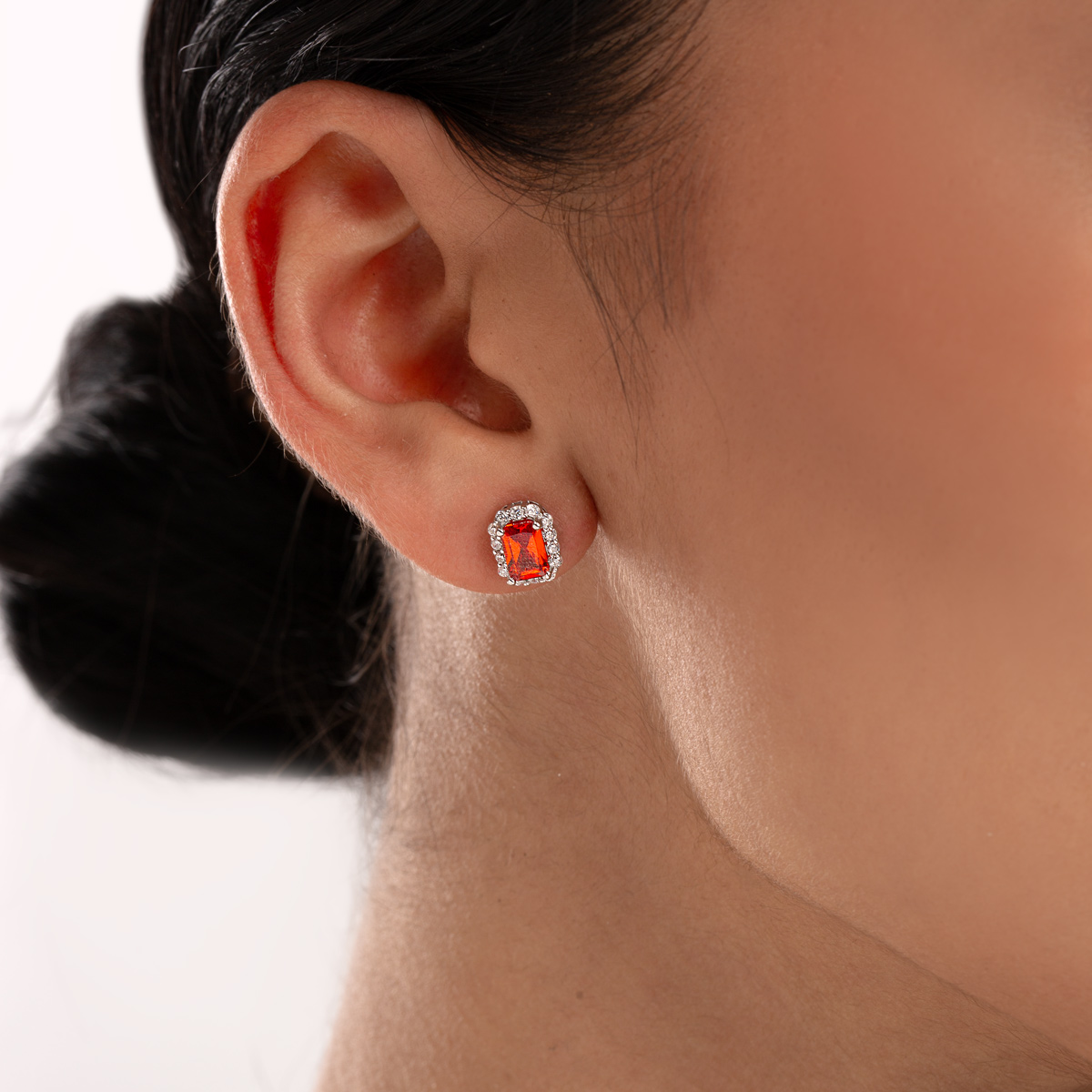 نیم ست نقره نگین دار مستطیل قرمز گالری طلا پرسته