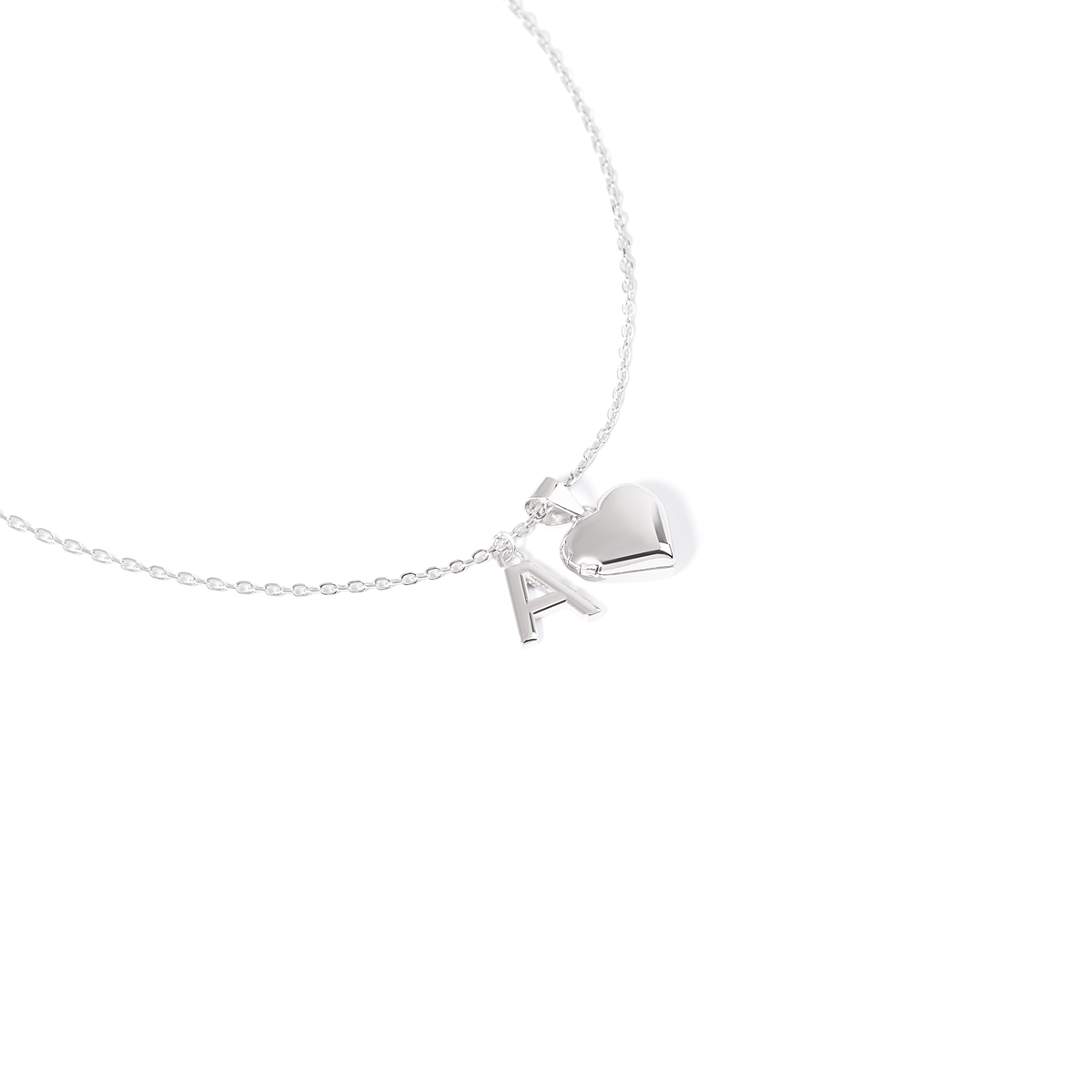 گردنبند نقره قلب و حرف A گالری طلا پرسته