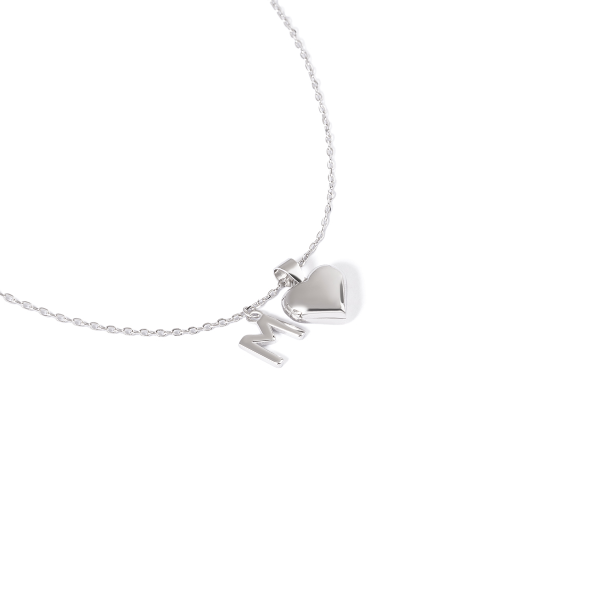 گردنبند نقره قلب و حرف M گالری طلا پرسته