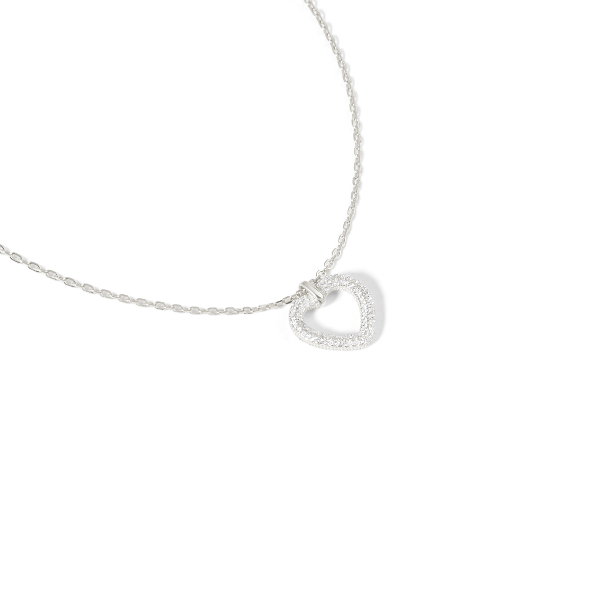 گردنبند نقره قلب نگین دار گالری طلا پرسته