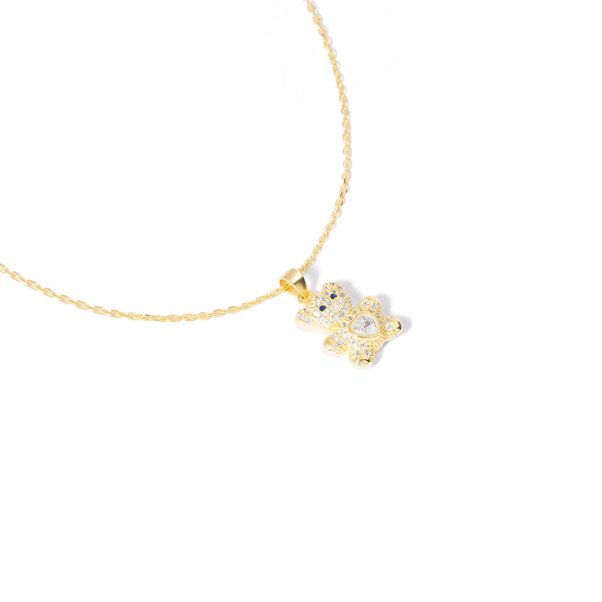 گردنبند نقره تدی نگین دار گالری طلا پرسته