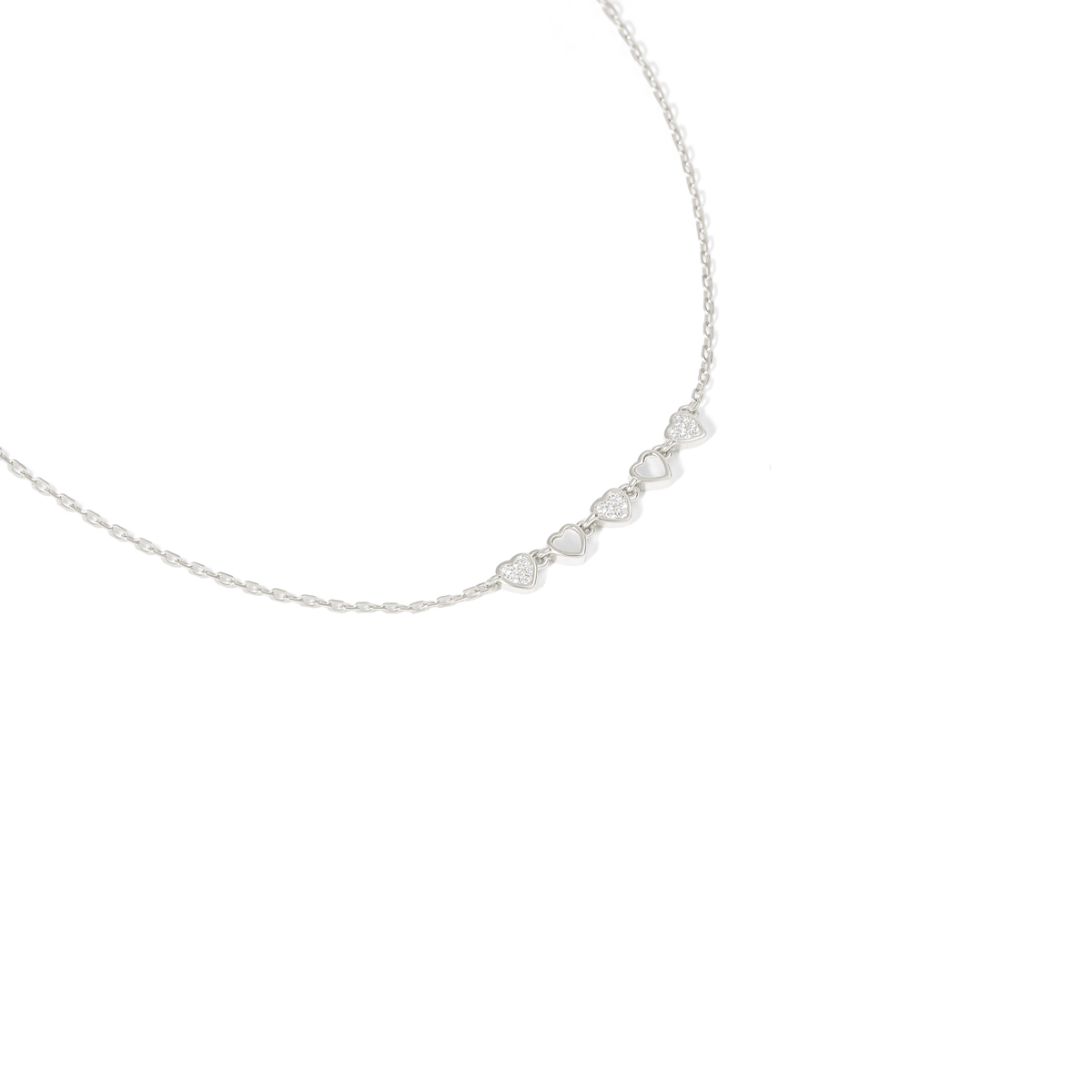 گردنبند نقره نگین دار زنجیره عشق گالری طلا پرسته