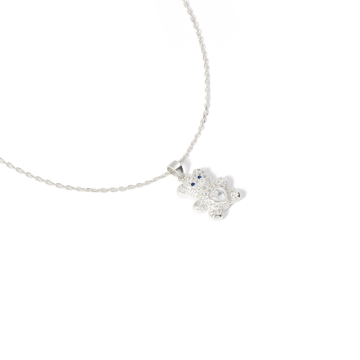 گردنبند نقره تدی نگین دار گالری طلا پرسته