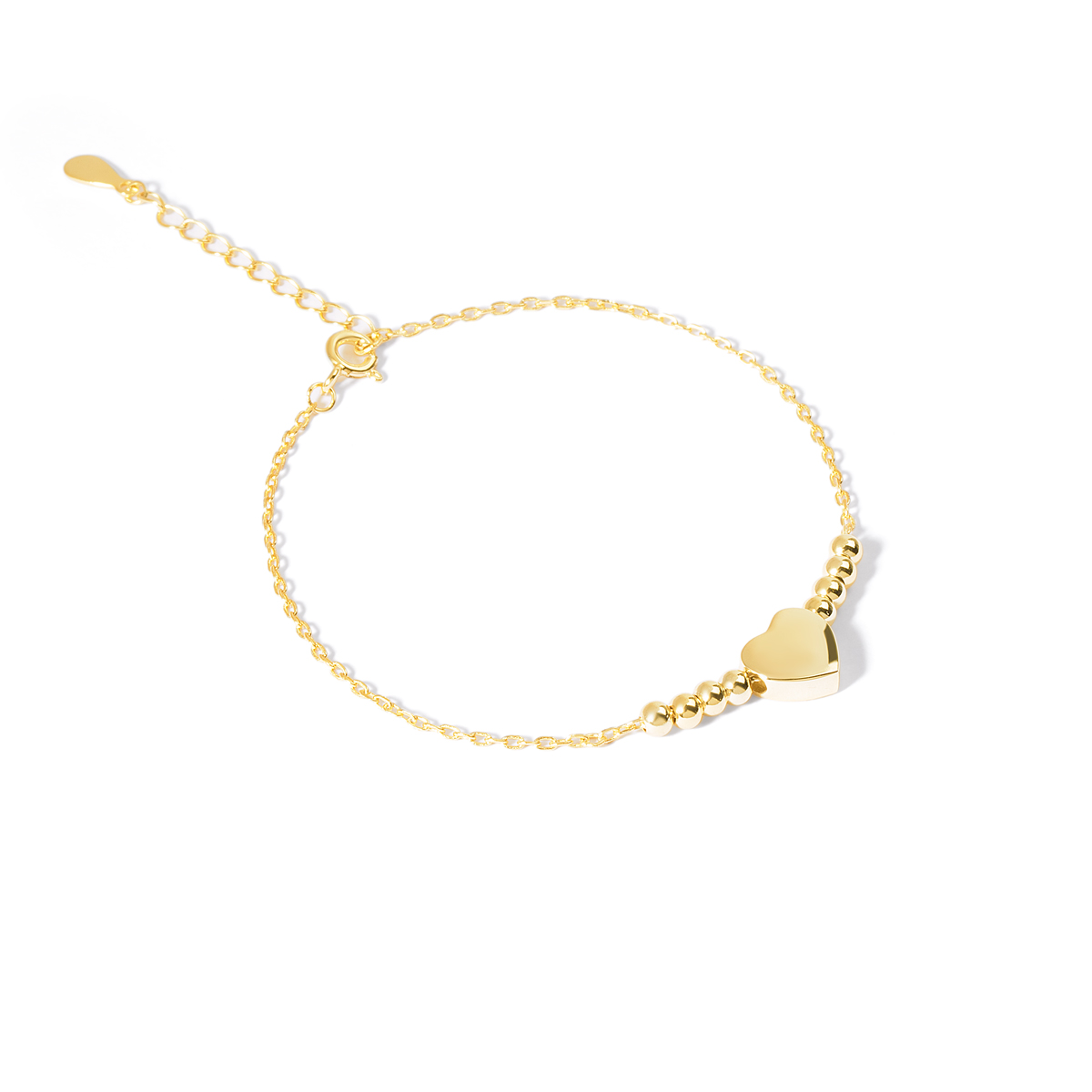 دستبند نقره قلب و گوی گالری طلا پرسته