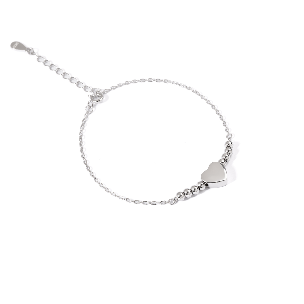 دستبند نقره قلب و گوی گالری طلا پرسته