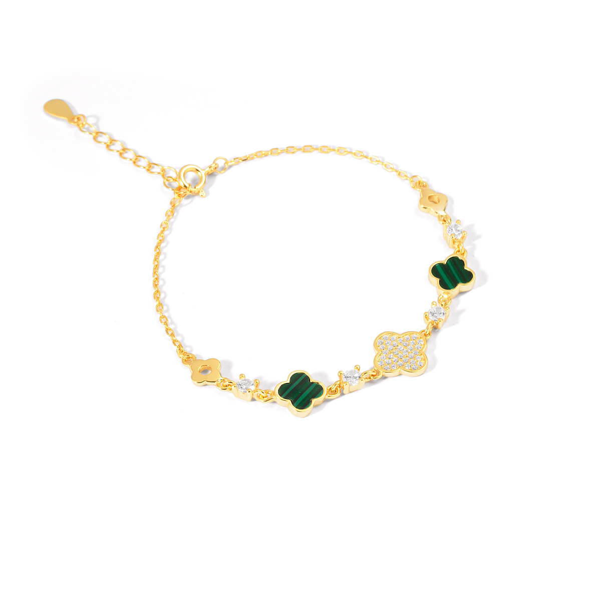 دستبند نقره نگین دار ونکلیف سبز گالری طلا پرسته