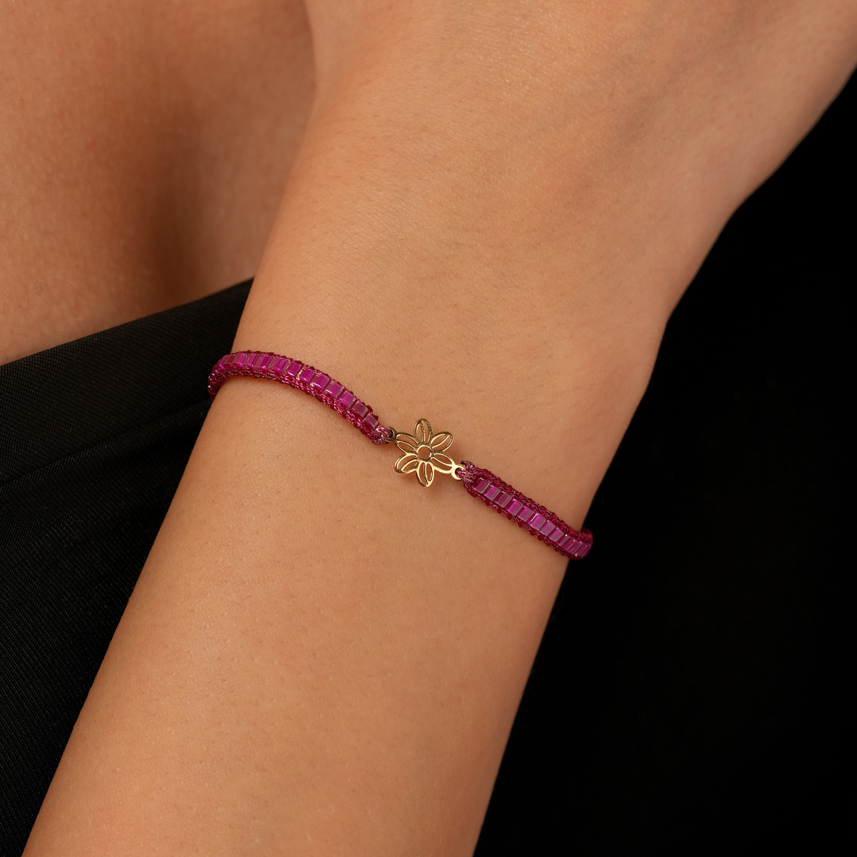 دستبند طلا بافت منجوقی گل گالری طلا پرسته