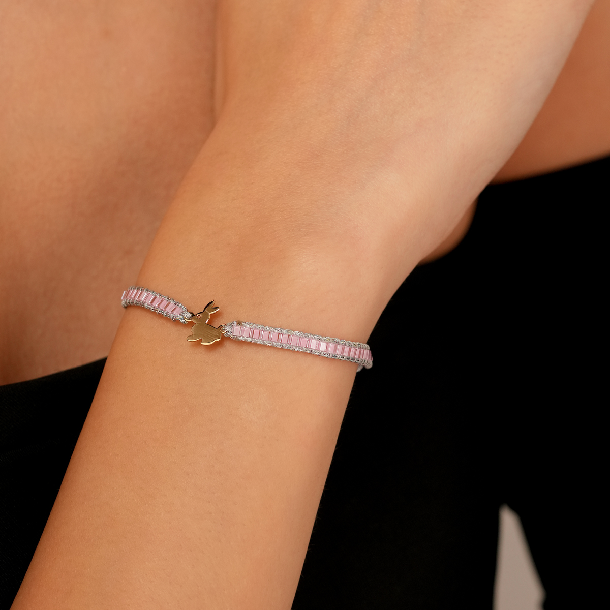 دستبند طلا بافت منجوقی خرگوش گالری طلا پرسته